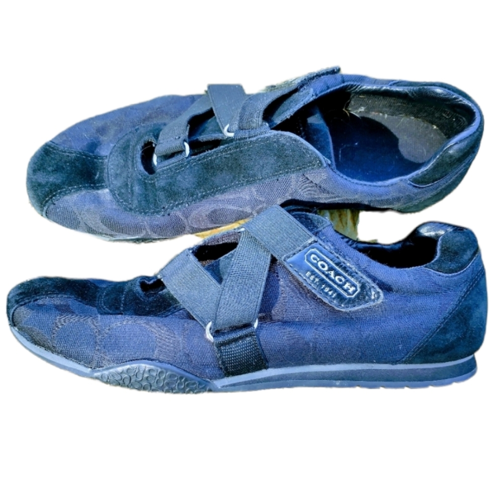 Coach Signature Velcro Strap Canvas Leather Shoes